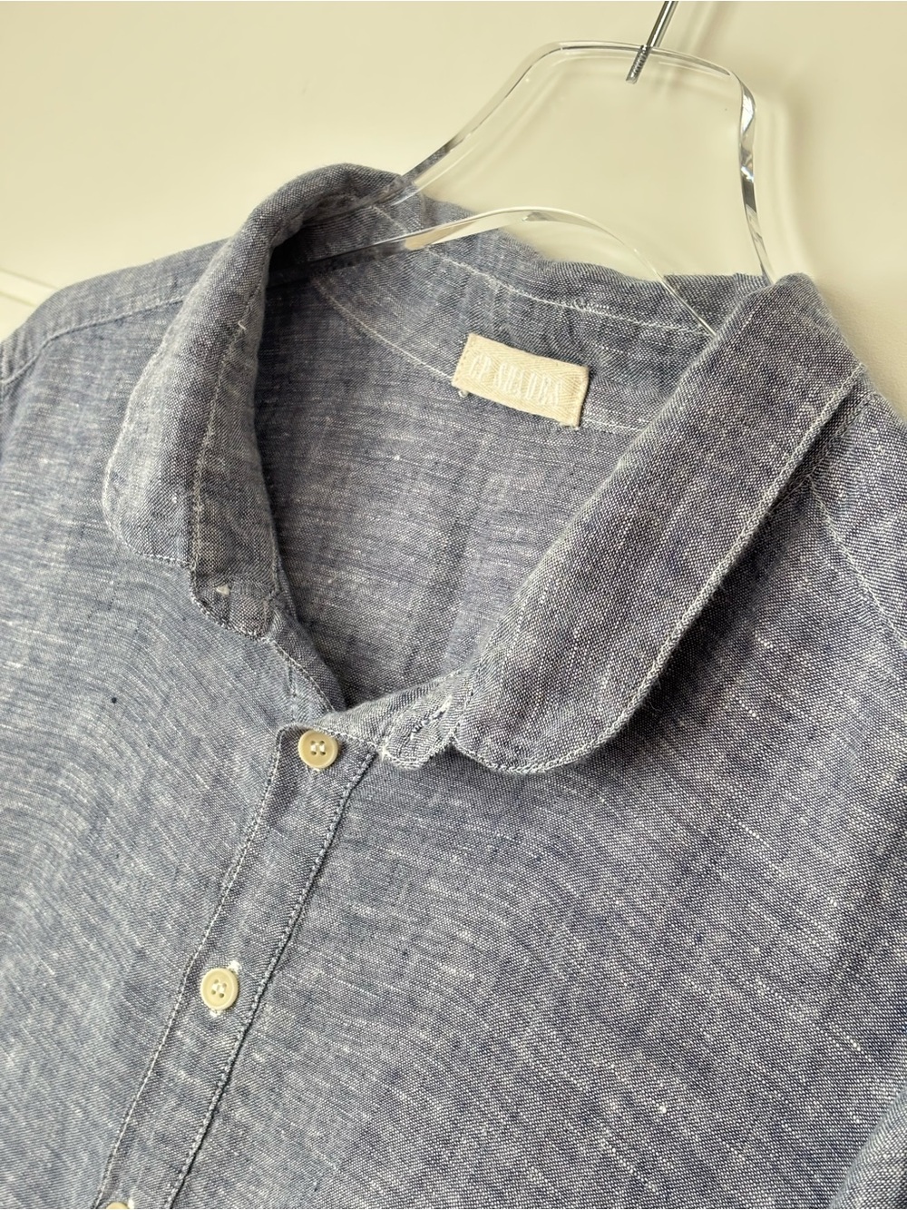 CP Shades Blue Linen Long-Sleeve Tunic Shirt Dress Size Medium - Picture 11 of 13